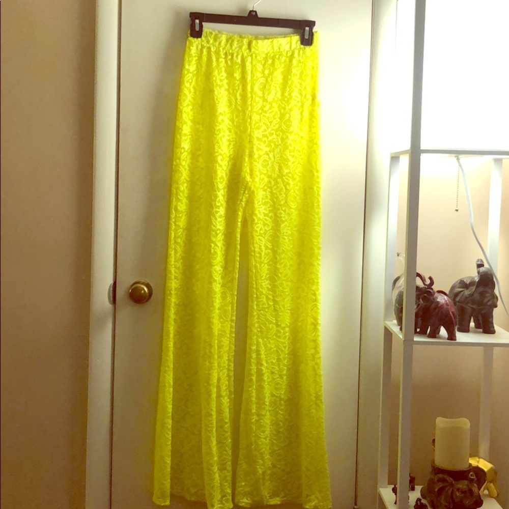 Neon green vintage flare pants